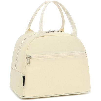Picture of FlowFly Lunch Bag Tote Bag Lunch Organizer Lunch Holder Insulated Lunch Cooler Bag for Women/Men, Beige
