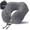 Picture of napfun Travel Pillow for Airplane, Premium Memory Foam Neck Pillow for Flight Headrest Sleep, Portable Plane Accessories, Deep Gray