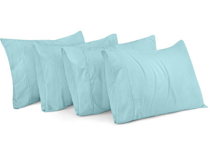 Picture of Utopia Bedding Standard Pillow Cases - 4 Pack - Envelope Closure - Soft Brushed Microfiber Fabric - Shrinkage and Fade Resistant Pillow Covers Standard Size 20 X 26 Inches (Standard, Spa Blue)