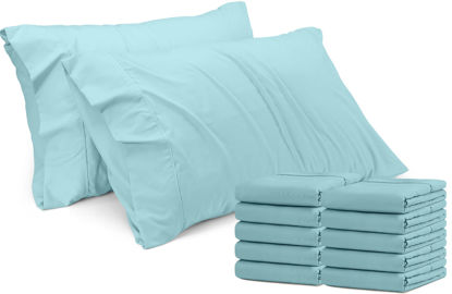 Picture of Utopia Bedding Queen Pillow Cases - 12 Pack - Envelope Closure - Soft Brushed Microfiber Fabric - Shrinkage and Fade Resistant Pillow Covers Queen Size 20 X 30 Inches (Queen, Spa Blue)