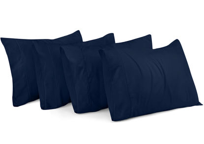 Picture of Utopia Bedding Standard Pillow Cases - 4 Pack - Envelope Closure - Soft Brushed Microfiber Fabric - Shrinkage and Fade Resistant Pillow Covers Standard Size 20 X 26 Inches (Standard, Navy)
