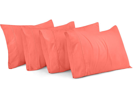 Picture of Utopia Bedding King Pillow Cases - 4 Pack - Envelope Closure - Soft Brushed Microfiber Fabric - Shrinkage and Fade Resistant Pillow Covers King Size 20 X 40 Inches (King, Coral)