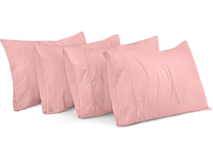 Picture of Utopia Bedding King Pillow Cases - 4 Pack - Envelope Closure - Soft Brushed Microfiber Fabric - Shrinkage and Fade Resistant Pillow Covers King Size 20 X 40 Inches (King, Pink)