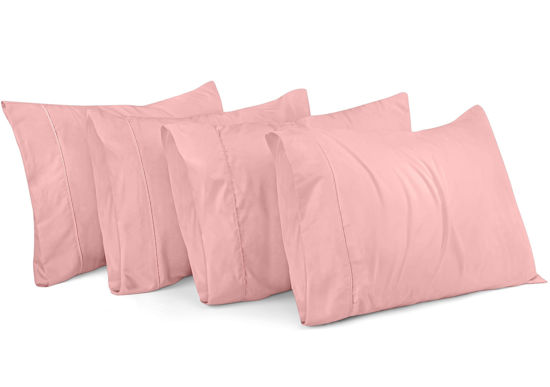 Picture of Utopia Bedding King Pillow Cases - 4 Pack - Envelope Closure - Soft Brushed Microfiber Fabric - Shrinkage and Fade Resistant Pillow Covers King Size 20 X 40 Inches (King, Pink)