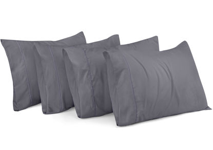 Picture of Utopia Bedding King Standard Pillow Cases - 4 Pack - Envelope Closure - Soft Brushed Microfiber Fabric - Shrinkage and Fade Resistant Pillow Covers 20 X 36 Inches (King Std, Grey)