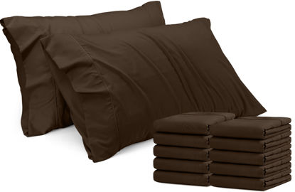 Picture of Utopia Bedding Queen Pillow Cases - 12 Pack - Envelope Closure - Soft Brushed Microfiber Fabric - Shrinkage and Fade Resistant Pillow Covers Queen Size 20 X 30 Inches (Queen, Brown)