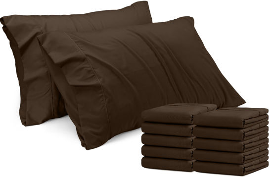 Picture of Utopia Bedding Queen Pillow Cases - 12 Pack - Envelope Closure - Soft Brushed Microfiber Fabric - Shrinkage and Fade Resistant Pillow Covers Queen Size 20 X 30 Inches (Queen, Brown)