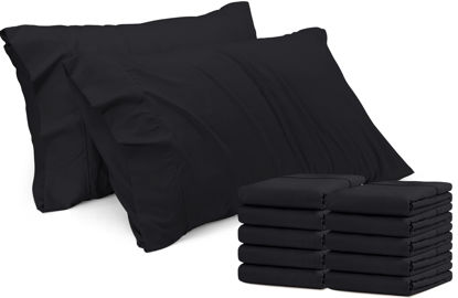 Picture of Utopia Bedding Standard Pillow Cases - 12 Pack - Envelope Closure - Soft Brushed Microfiber Fabric - Shrinkage and Fade Resistant Pillow Covers Standard Size 20 X 26 Inches (Standard, Black)