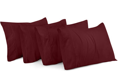 Picture of Utopia Bedding Standard Pillow Cases - 4 Pack - Envelope Closure - Soft Brushed Microfiber Fabric - Shrinkage and Fade Resistant Pillow Covers Standard Size 20 X 26 Inches (Standard, Burgundy)
