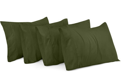 Picture of Utopia Bedding Queen Pillow Cases - 4 Pack - Envelope Closure - Soft Brushed Microfiber Fabric - Shrinkage and Fade Resistant Pillow Covers Queen Size 20 X 30 Inches (Queen, Olive)