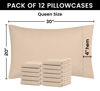 Picture of Utopia Bedding Queen Pillow Cases - 12 Pack - Envelope Closure - Soft Brushed Microfiber Fabric - Shrinkage and Fade Resistant Pillow Covers Queen Size 20 X 30 Inches (Queen, Beige)