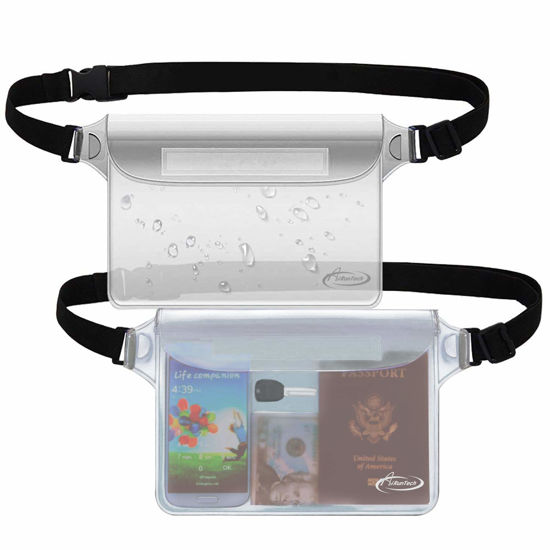 Picture of AiRunTech Waterproof Pouch with Waist Strap (2 Pack) | Beach Accessories Best Way to Keep Your Phone and Valuables Safe and Dry | Perfect for Boating Swimming Snorkeling Kayaking Beach Pool Water Park