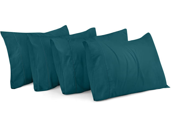 Picture of Utopia Bedding King Pillow Cases - 4 Pack - Envelope Closure - Soft Brushed Microfiber Fabric - Shrinkage and Fade Resistant Pillow Covers King Size 20 X 40 Inches (King, Teal)