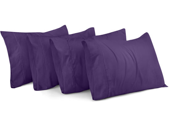 Picture of Utopia Bedding Queen Pillowcases - 4 Pack - Envelope Closure - Soft Brushed Microfiber Fabric - Shrinkage and Fade Resistant Pillow Covers Queen Size 20 X 30 Inches (Queen, Egg Plant)
