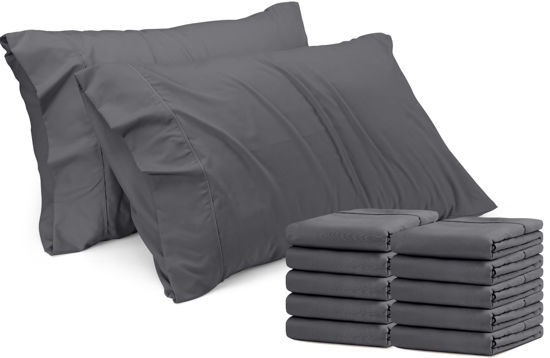 Picture of Utopia Bedding King Pillow Cases - 12 Pack - Envelope Closure - Soft Brushed Microfiber Fabric - Shrinkage and Fade Resistant Pillow Covers King Size 20 X 40 Inches (King, Grey)