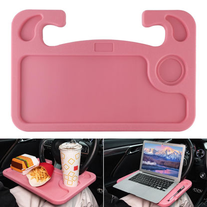 Picture of JUSTTOP Car Steering Wheel Desk, Travel Car Accessories, Car Stand Trays for Eating, Multipurpose Car Steering Wheel Desk Tray Table(Pink)