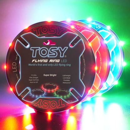 Picture of TOSY Flying Ring - 12 LEDs, Super Bright, Soft, Auto Light Up, Safe, Waterproof, Lightweight Frisbee, Cool Birthday, Camping, Easter Basket Stuffers & Outdoor/Indoor Gift Toy for Boys/Girls/Kids