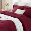 Picture of CozyLux Queen Comforter Set with Sheets 7 Pieces Bed in a Bag Burgundy All Season Bedding Sets with Comforter, Pillow Shams, Flat Sheet, Fitted Sheet and Pillowcases, Red, Queen