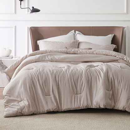 Picture of Bedsure King Size Comforter Set - Warm Taupe King Comforter Set, Soft Bedding for All Seasons, Cationic Dyed Bedding Set, 3 Pieces, 1 Comforter (104"x90") and 2 Pillow Shams (20"x36"+2")