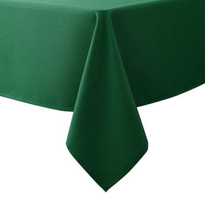 Picture of Biscaynebay Textured Fabric Christmas Tablecloths 60x108 Inches Rectangular, Hunter Green Water Resistant Tablecloths for Dining, Kitchen, Wedding & Parties etc. Machine Washable