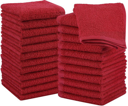 Picture of Utopia Towels 24 Pack Cotton Washcloths Set - 100% Ring Spun Cotton, Premium Quality Flannel Face Cloths, Highly Absorbent and Soft Feel Fingertip Towels (Red)