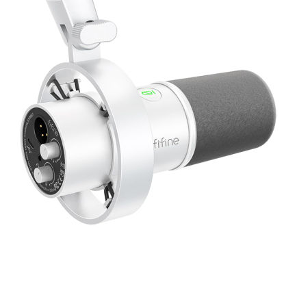 Picture of FIFINE Studio XLR Dynamic Microphone, USB PC Podcast Microphone for Streaming Recording, XLR/USB Vocal Mic with Tap-to-Mute, Gain Knob, Headphones Monitoring-Amplitank K688 White