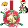 Picture of QDAN Christmas Dog Soccer Balls with Straps, Interactive Dog Toys for Tug of War, Puppy Birthday Gifts, Dog Tug Toy, Dog Water Toy, Durable Dog Balls for Medium & Large Dogs（8 Inch）