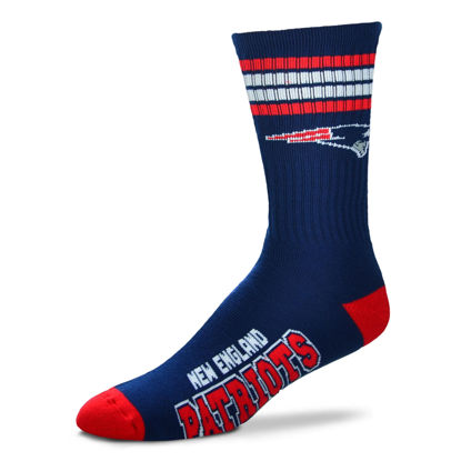 Picture of For Bare Feet NFL Youth 4 Stripe Deuce Crew Sock, New England Patriots, One Size