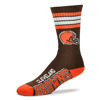 Picture of For Bare Feet NFL Youth 4 Stripe Deuce Crew Sock, Cleveland Browns, One Size