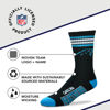 Picture of For Bare Feet NFL Youth 4 Stripe Deuce Crew Sock, Carolina Panthers, One Size