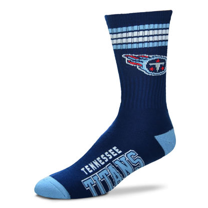 Picture of For Bare Feet NFL Youth 4 Stripe Deuce Crew Sock, Tennessee Titans, One Size