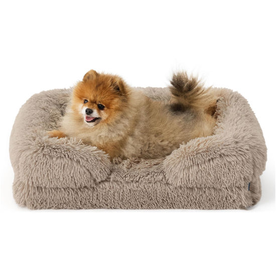 Picture of Bedsure Small Orthopedic Dog Bed - Washable Calming Dog Sofa Beds for Small Dogs, Supportive Foam Pet Couch Bed with Removable Washable Cover, Waterproof Lining and Nonskid Bottom Couch, Taupe