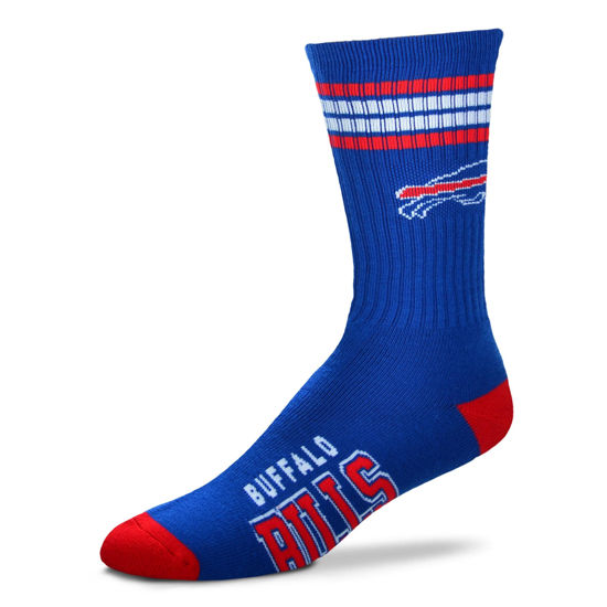 Picture of For Bare Feet NFL Youth 4 Stripe Deuce Crew Sock, Buffalo Bills, One Size
