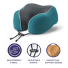 Picture of napfun Neck Pillow for Traveling, Upgraded Travel Neck Pillow for Airplane 100% Pure Memory Foam Travel Pillow for Flight Headrest Sleep, Portable Plane Accessories, Teal Set, Medium (120-200LB)