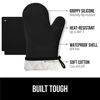 Picture of Gorilla Grip BPA-Free Soft Silicone Oven Mitts and Potholder Set of 4, Heat Resistant Hot Pads, Thick Cotton Lined Cooking Mitt, Long Gloves Protect Hands, Kitchen Waterproof Trivet Mats, 12.5" Black