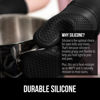 Picture of Gorilla Grip BPA-Free Soft Silicone Oven Mitts and Potholder Set of 4, Heat Resistant Hot Pads, Thick Cotton Lined Cooking Mitt, Long Gloves Protect Hands, Kitchen Waterproof Trivet Mats, 12.5" Black
