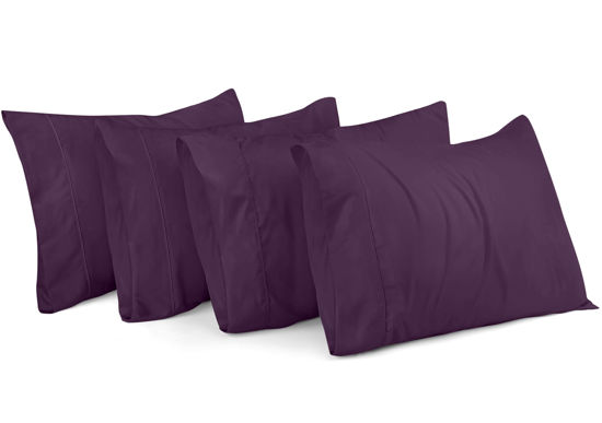 Picture of Utopia Bedding Queen Pillow Cases - 4 Pack - Envelope Closure - Soft Brushed Microfiber Fabric - Shrinkage and Fade Resistant Pillow Cases Queen Size 20 X 30 Inches (Queen, Purple)
