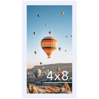 Picture of JCJMY 4x8 Picture Frame White for Wall Hanging or Tabletop, Wall Mounting Horizontally or Vertically, 4 x 8 Wall Gallery Poster Photo Frame with Shatter Resistant Plexiglass, White