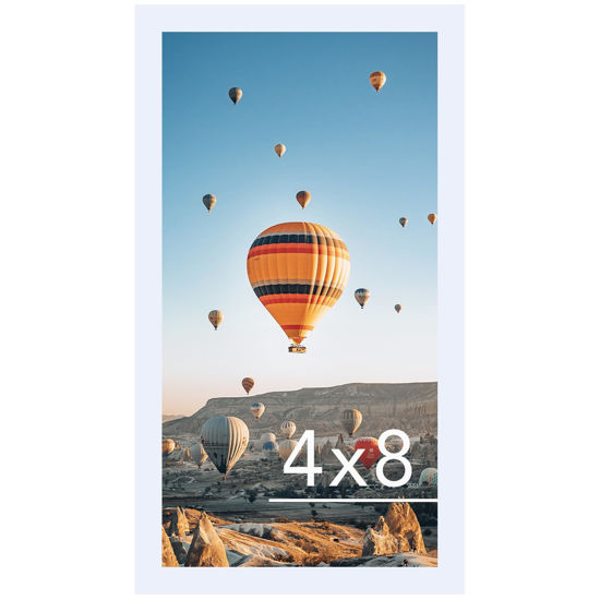 Picture of JCJMY 4x8 Picture Frame White for Wall Hanging or Tabletop, Wall Mounting Horizontally or Vertically, 4 x 8 Wall Gallery Poster Photo Frame with Shatter Resistant Plexiglass, White