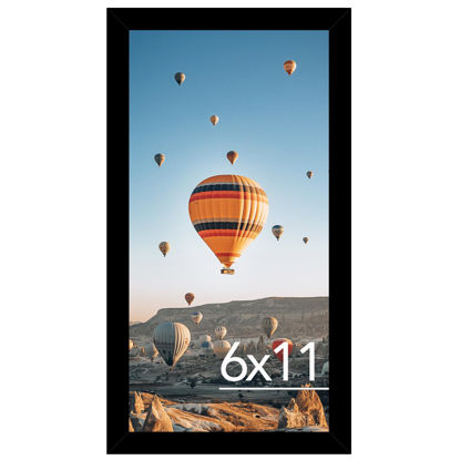 Picture of JCJMY 6x11 Picture Frame Black for Wall Hanging or Tabletop, Wall Mounting Horizontally or Vertically, 6 x 11 Wall Gallery Poster Photo Frame with Shatter Resistant Plexiglass, Black