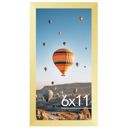 Picture of JCJMY 6x11 Picture Frame Gold for Wall Hanging or Tabletop, Wall Mounting Horizontally or Vertically, 6 x 11 Wall Gallery Poster Photo Frame with Shatter Resistant Plexiglass, Gold