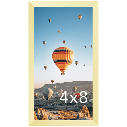 Picture of JCJMY 4x8 Picture Frame Gold for Wall Hanging or Tabletop, Wall Mounting Horizontally or Vertically, 4 x 8 Wall Gallery Poster Photo Frame with Shatter Resistant Plexiglass, Gold
