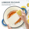 Picture of Overmont Enameled Cast Iron Dutch Oven - 7QT Pot with Lid Cookbook & Cotton Potholders - Heavy-Duty Cookware for Braising, Stews, Roasting, Bread Baking blue