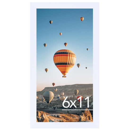 Picture of JCJMY 6x11 Picture Frame White for Wall Hanging or Tabletop, Wall Mounting Horizontally or Vertically, 6 x 11 Wall Gallery Poster Photo Frame with Shatter Resistant Plexiglass, White