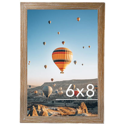 Picture of JCJMY 6x8 Picture Frame Rustic Brown for Wall Hanging or Tabletop, Wall Mounting Horizontally or Vertically, 6 x 8 Wall Gallery Poster Photo Frame with Shatter Resistant Plexiglass, Rustic Brown