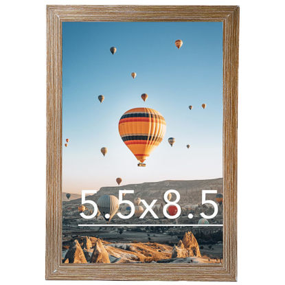 Picture of 5.5x8.5 Picture Frame Rustic Brown for Wall Hanging or Tabletop, Wall Mounting Horizontally or Vertically, 5.5 x 8.5 Wall Gallery Poster Photo Frame with Durable Shatter Resistant Plexiglass, Rustic