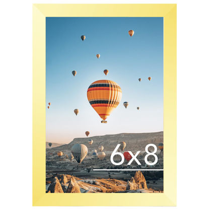 Picture of JCJMY 6x8 Picture Frame Gold for Wall Hanging or Tabletop, Wall Mounting Horizontally or Vertically, 6 x 8 Wall Gallery Poster Photo Frame with Shatter Resistant Plexiglass, Gold