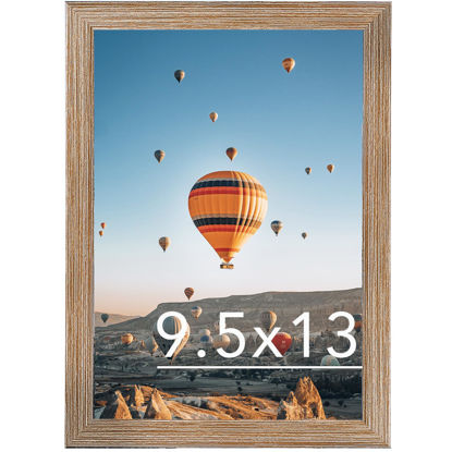Picture of JCJMY 9.5x13 Picture Frame Rustic Brown for Wall Hanging, Wall Mounting Horizontally or Vertically, 9.5 x 13 Wall Gallery Poster Photo Frame with Shatter Resistant Plexiglass, Rustic Brown