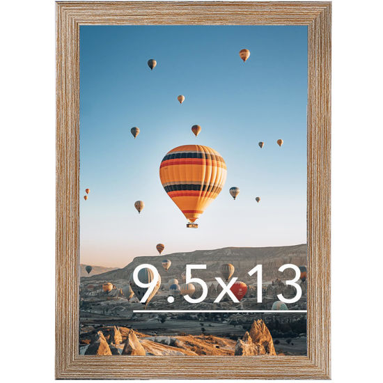 Picture of JCJMY 9.5x13 Picture Frame Rustic Brown for Wall Hanging, Wall Mounting Horizontally or Vertically, 9.5 x 13 Wall Gallery Poster Photo Frame with Shatter Resistant Plexiglass, Rustic Brown