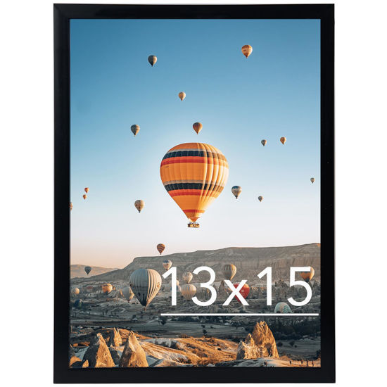 Picture of JCJMY 13x15 Picture Frame Black for Wall Hanging, Wall Mounting Horizontally or Vertically, 13 x 15 Wall Gallery Poster Photo Frame with Shatter Resistant Plexiglass, Black